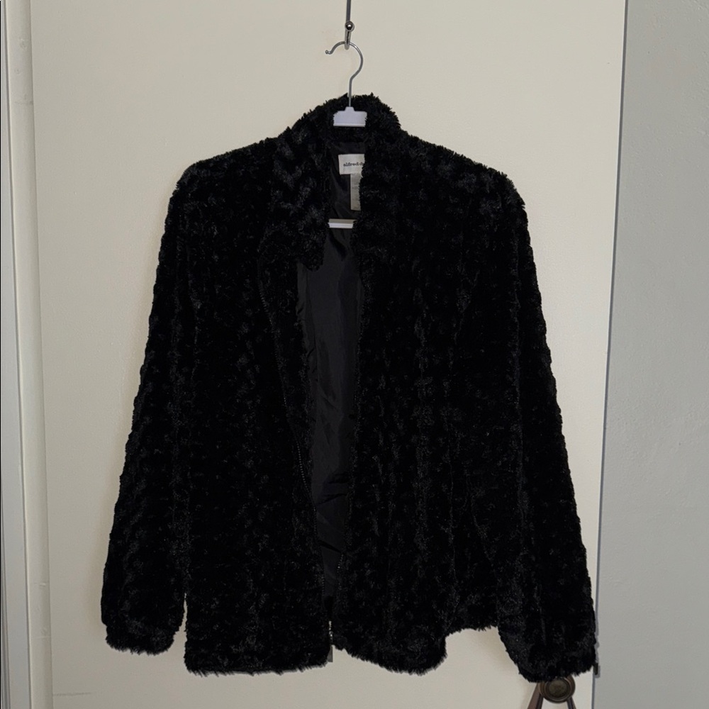 Alfred Dunner Black Teddy Jacket